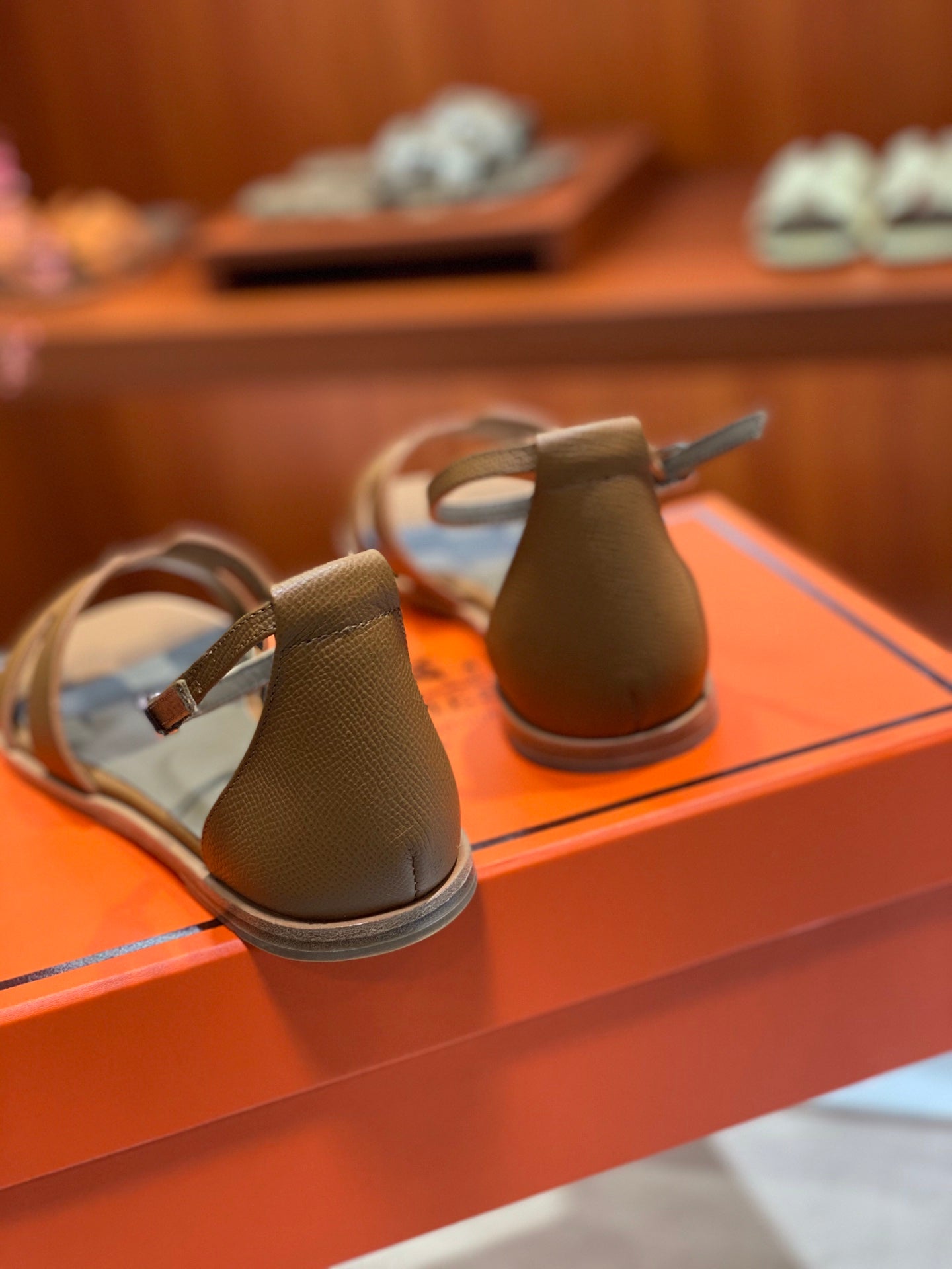 HERMES SANTORINI SANDAL BRONZE CALFSKIN