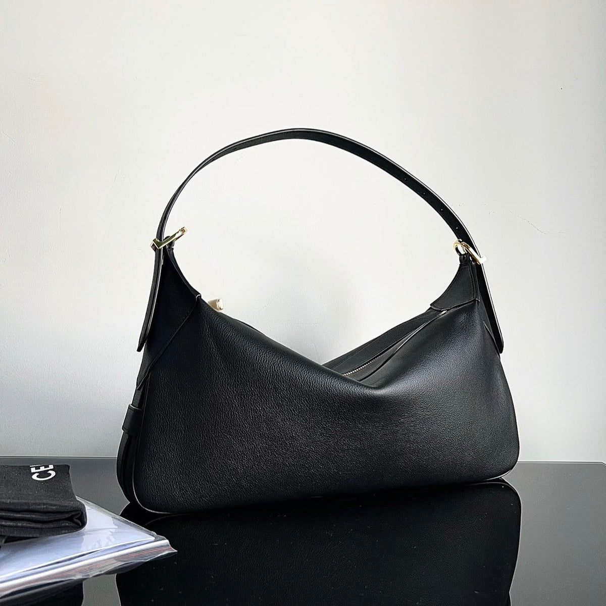 CELINE UNDERARM BAG 34 BLACK SOFT CALFSKIN