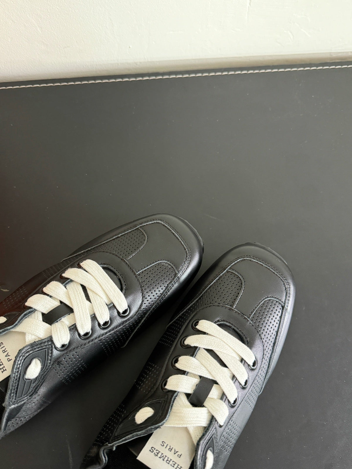 HERMES SKATEBOARD SHOES BLACK CALFSKIN