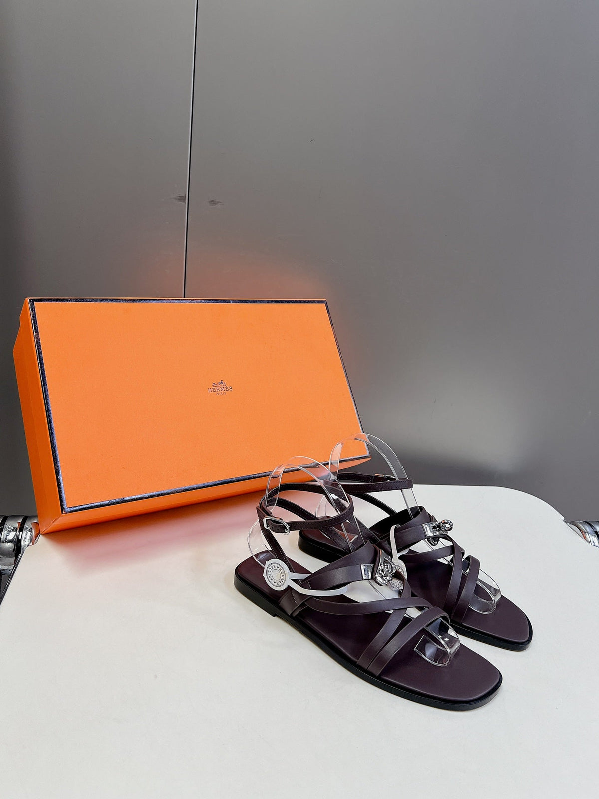HERMES JUNE SANDAL CHOCOLATE CALFSKIN